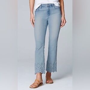 NWT JJill Denim High Rise Ankle Cutwork Border Jeans in Clearwater Wash Sz 16T